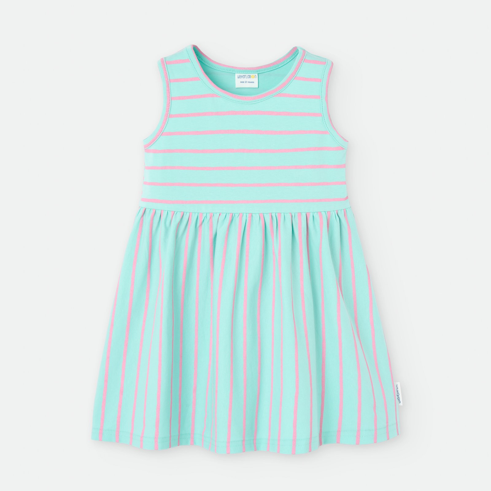 Vestido niña Waterlemon de rayas rosas en color verde agua