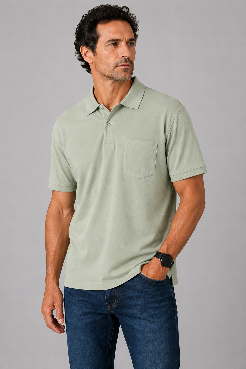 Polo de Caballero Losan 100% Algodón | Azul Índigo y Verde | M a 4XL - Imagen 4