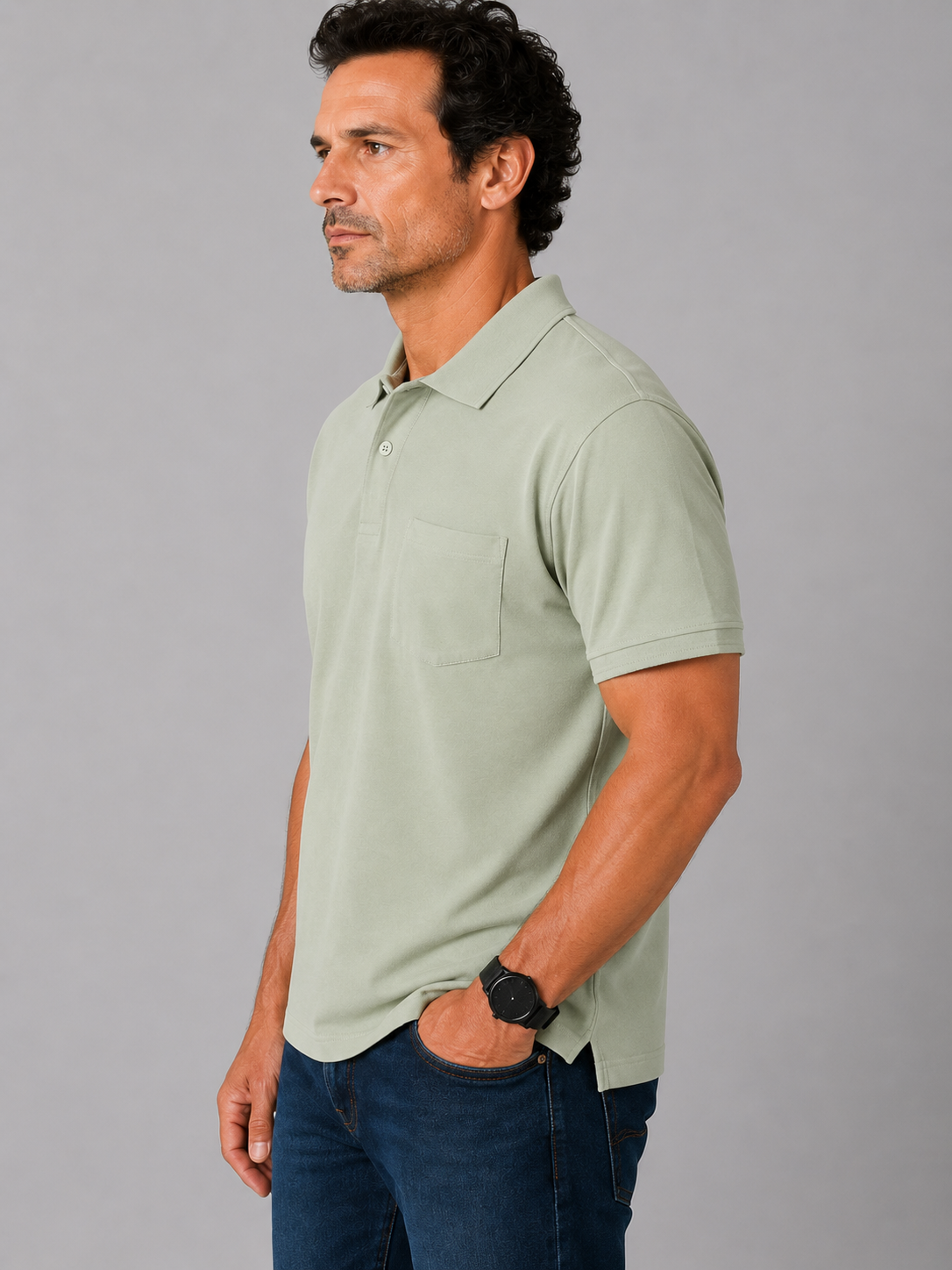 Polo de Caballero Losan 100% Algodón | Azul Índigo y Verde | M a 4XL - Imagen 5