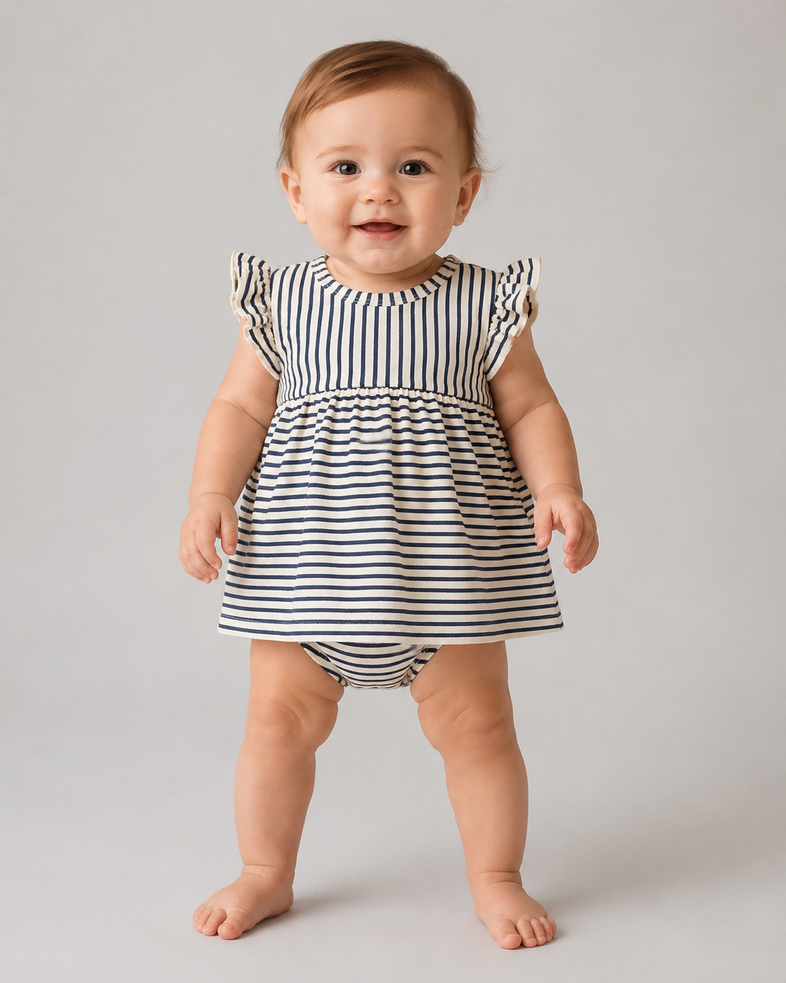 Vestido Body Bebé Niña Waterlemon de Rayas Azul Marino