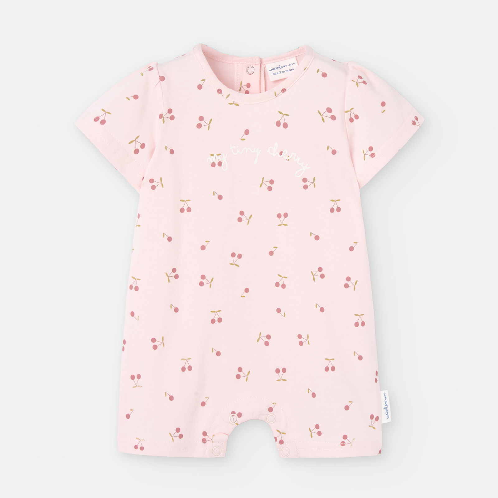 Pelele Bebé Niña Waterlemon Rosa con Estampado de Cerezas