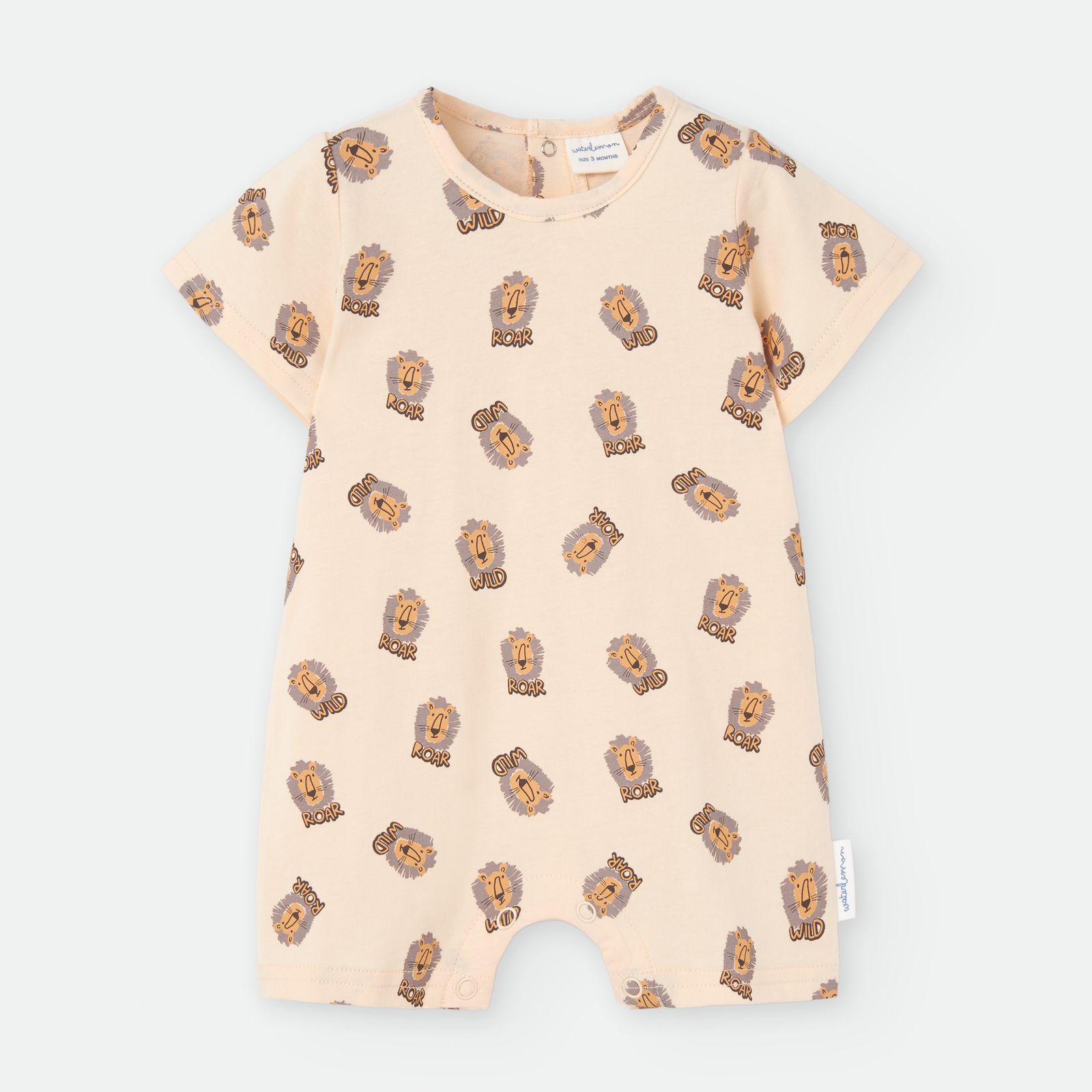 Pelele Bebé Niño Waterlemon Beige con Estampado de Leones