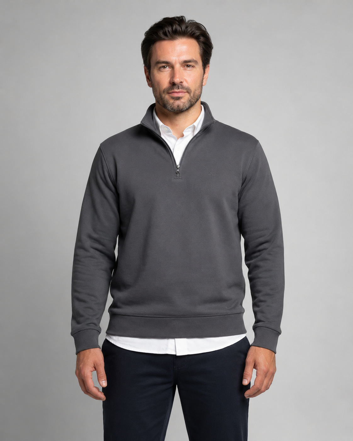 Sudadera cuello alto con cremallera 100% algodón - Imagen 2