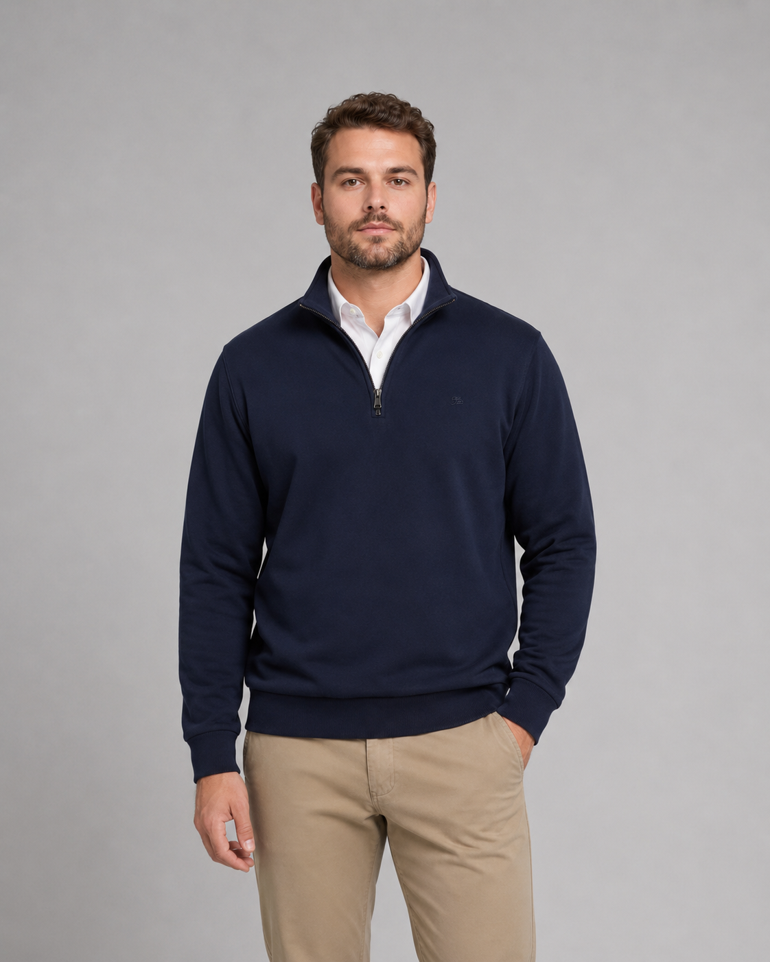 Sudadera cuello alto con cremallera 100% algodón - Imagen 7