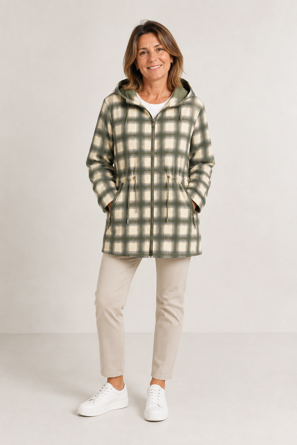 Parka de mujer cuadros reversible