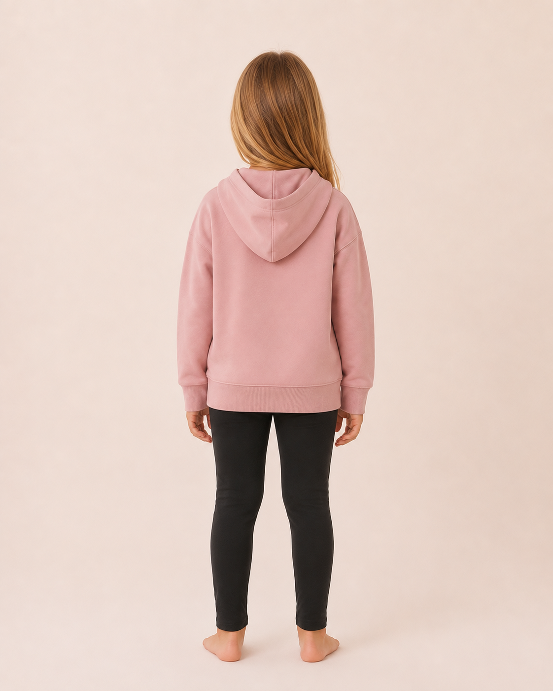 Conjunto Infantil de Algodón para Niña – Sudadera Rosa con Capucha y Leggings Negros - Imagen 2