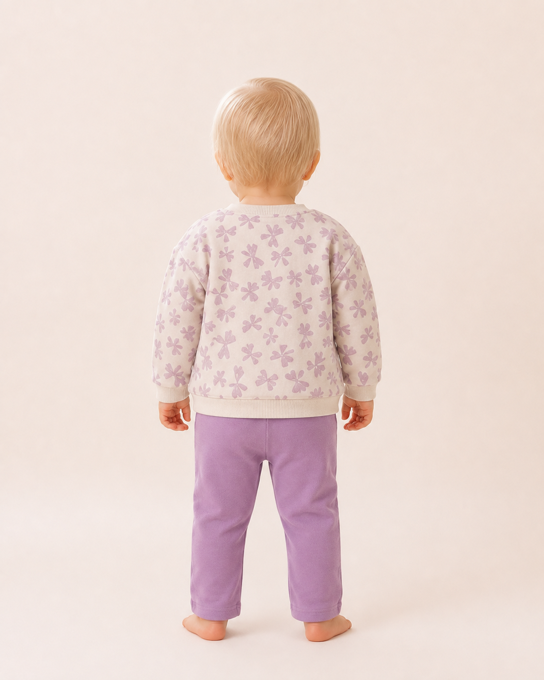 Conjunto Infantil de Algodón para Niña – Sudadera Estampada y Pantalón Lila - Imagen 2