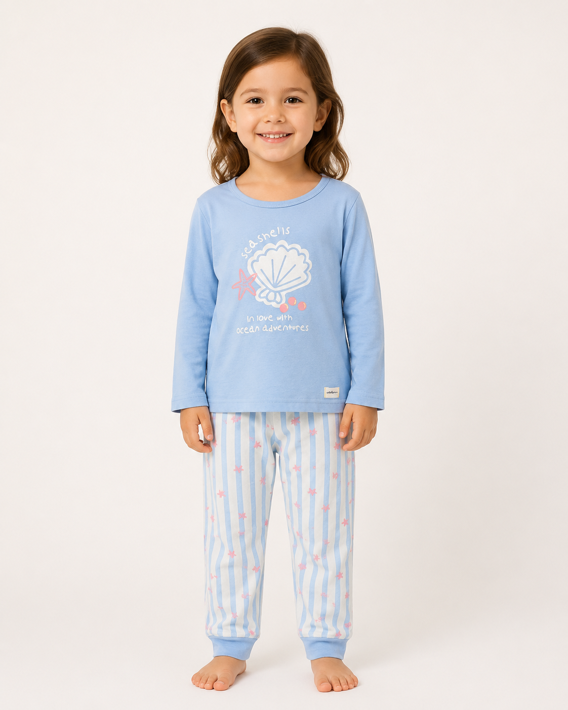 Pijama infantil WaterLemon 100% algodón azul | Tallas 2 a 16