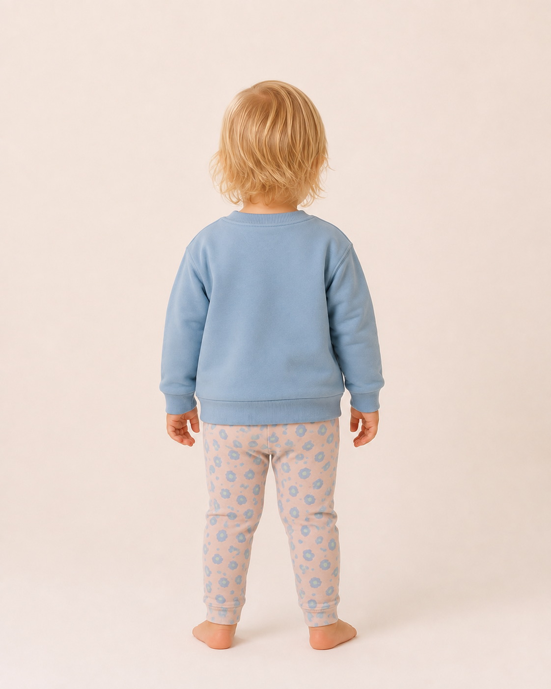 Conjunto Infantil de Algodón para Niña – Sudadera Azul y Pantalón Estampado - Imagen 2