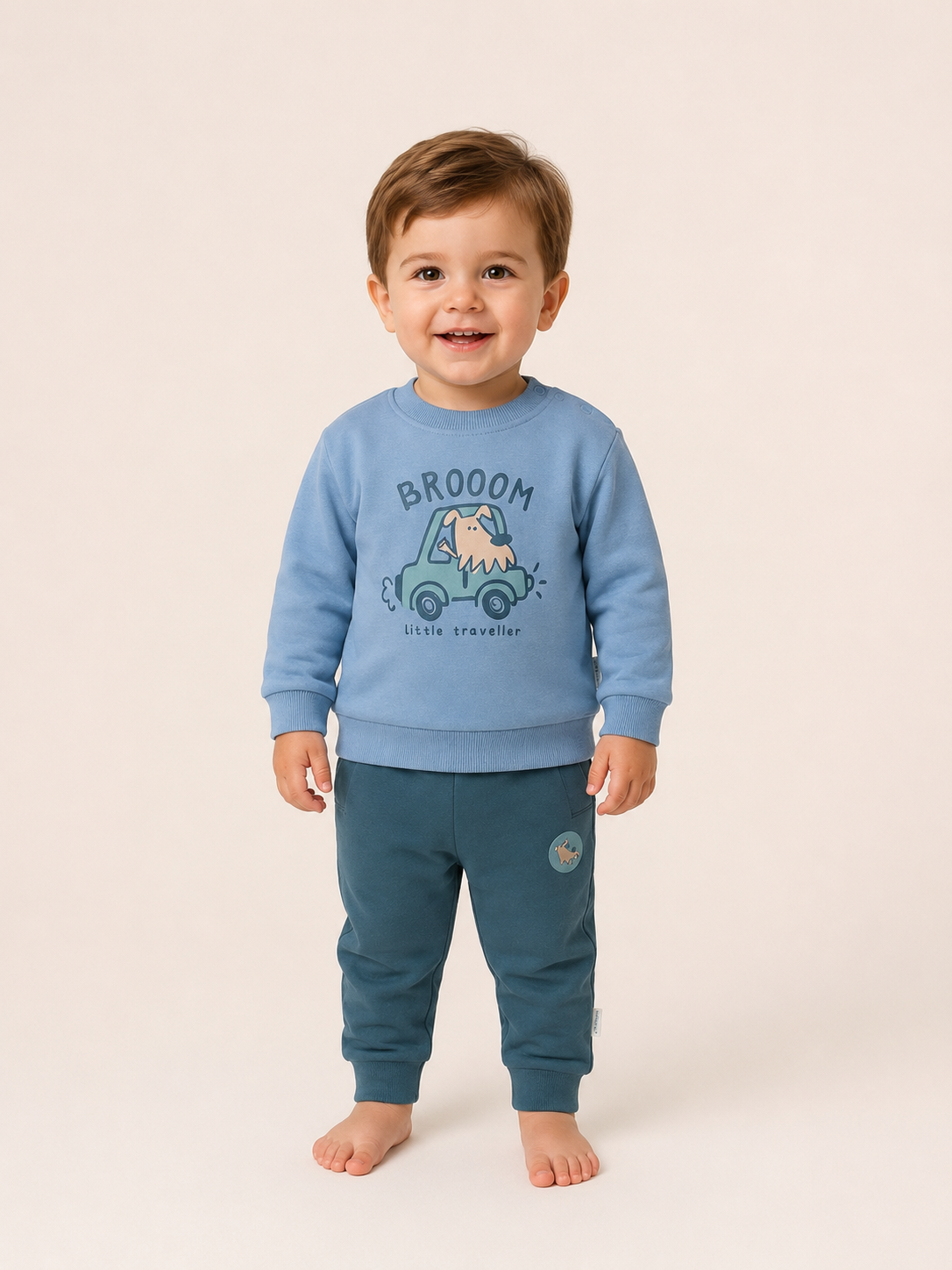 Conjunto de Chándal Bebé 100% Algodón Azul – Sudadera y Pantalón