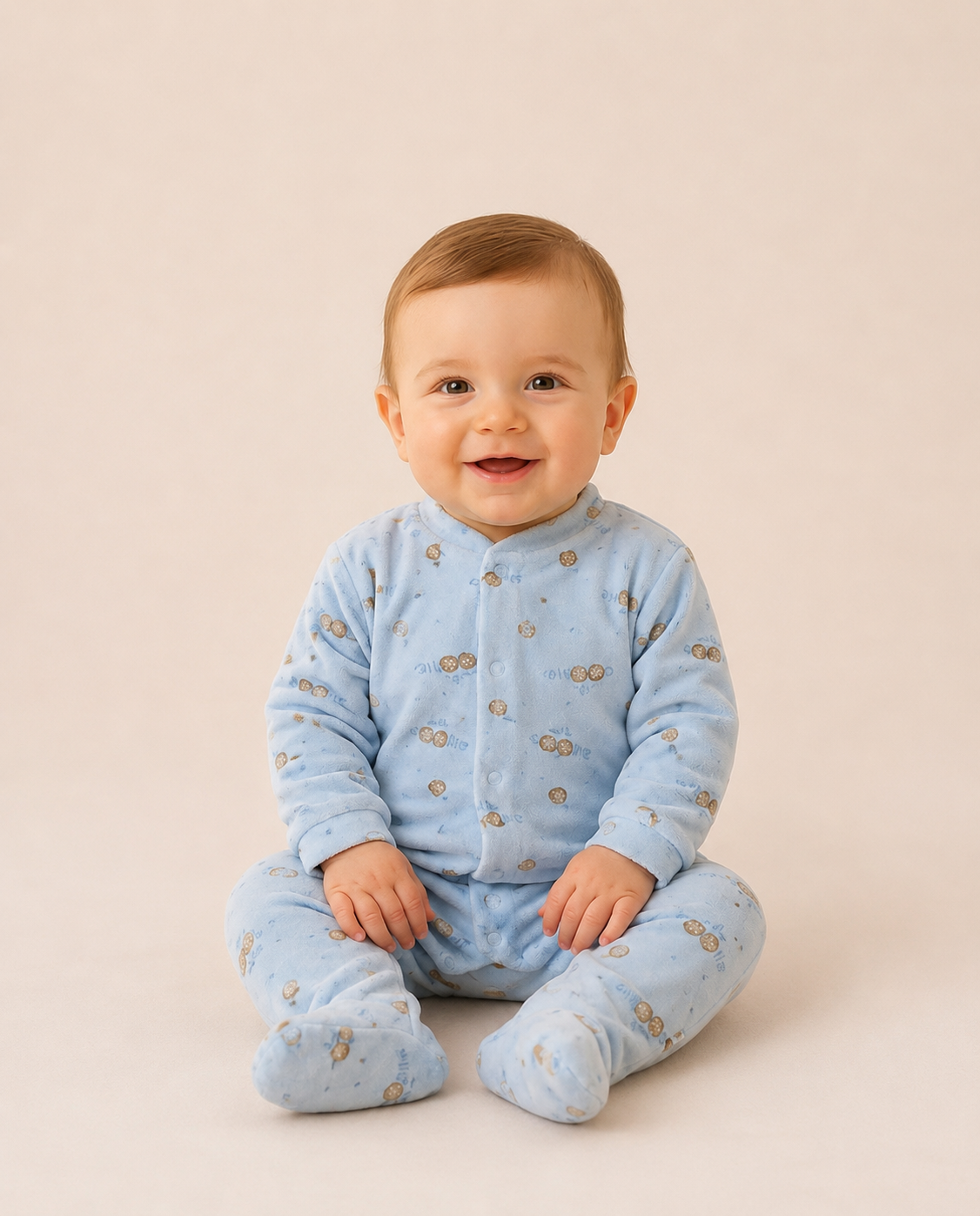 Pelele de Bebé de Algodón Tacto Aterciopelado – Azul Estampado