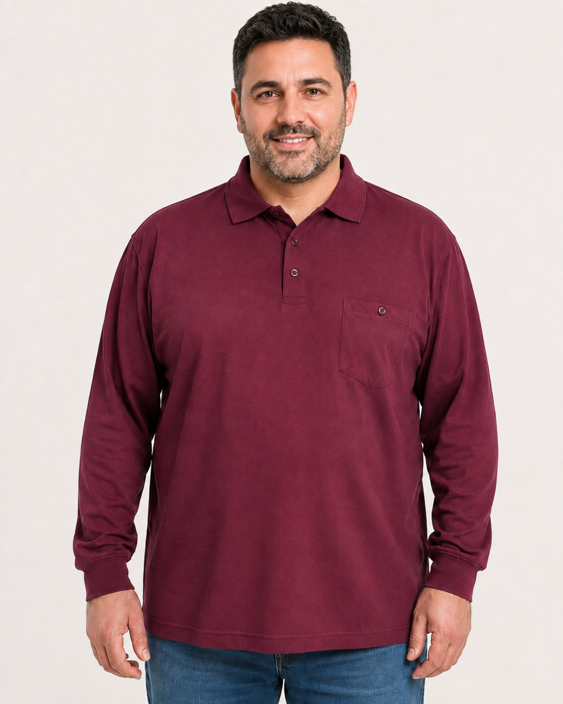 Polo de Hombre Losan Manga Larga 100% Algodón con Bolsillo | Tallas Grandes 3XL a 6XL - Imagen 2