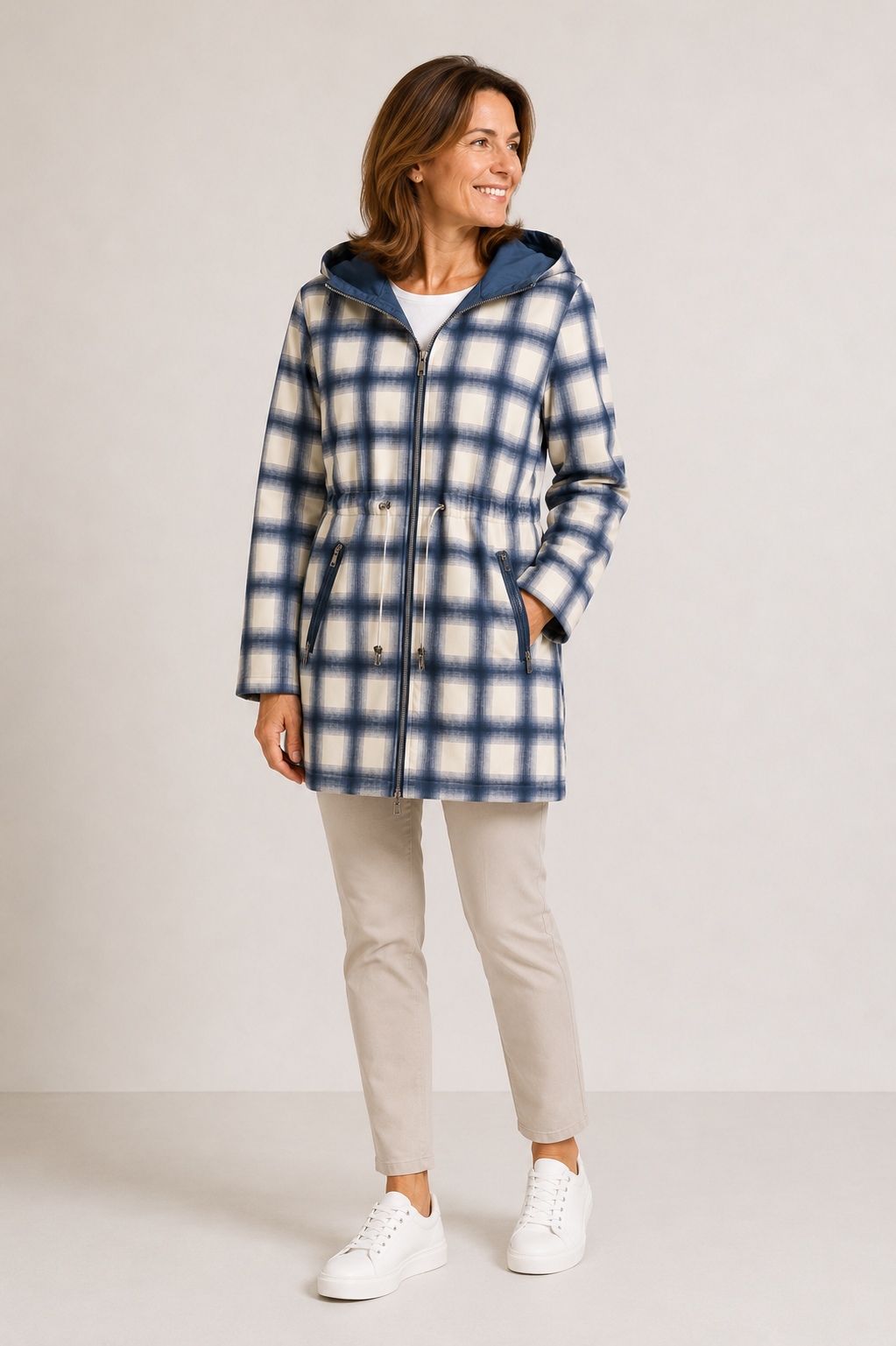 Parka de mujer cuadros reversible - Imagen 4