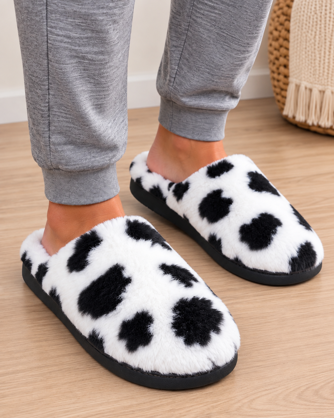 Zapatillas de casa mujer estampadas – Negro, rosa, verde o marrón - Imagen 4