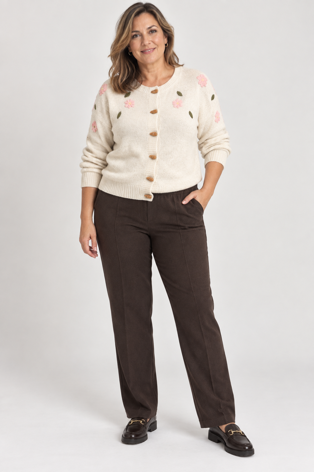 Pantalón de mujer Dalia Textil con cintura elástica y bolsillos - Imagen 3