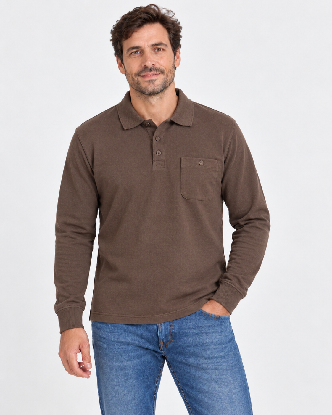 Polo de Hombre LOSAN Manga Larga con Bolsillo – Tallas M a 6XL