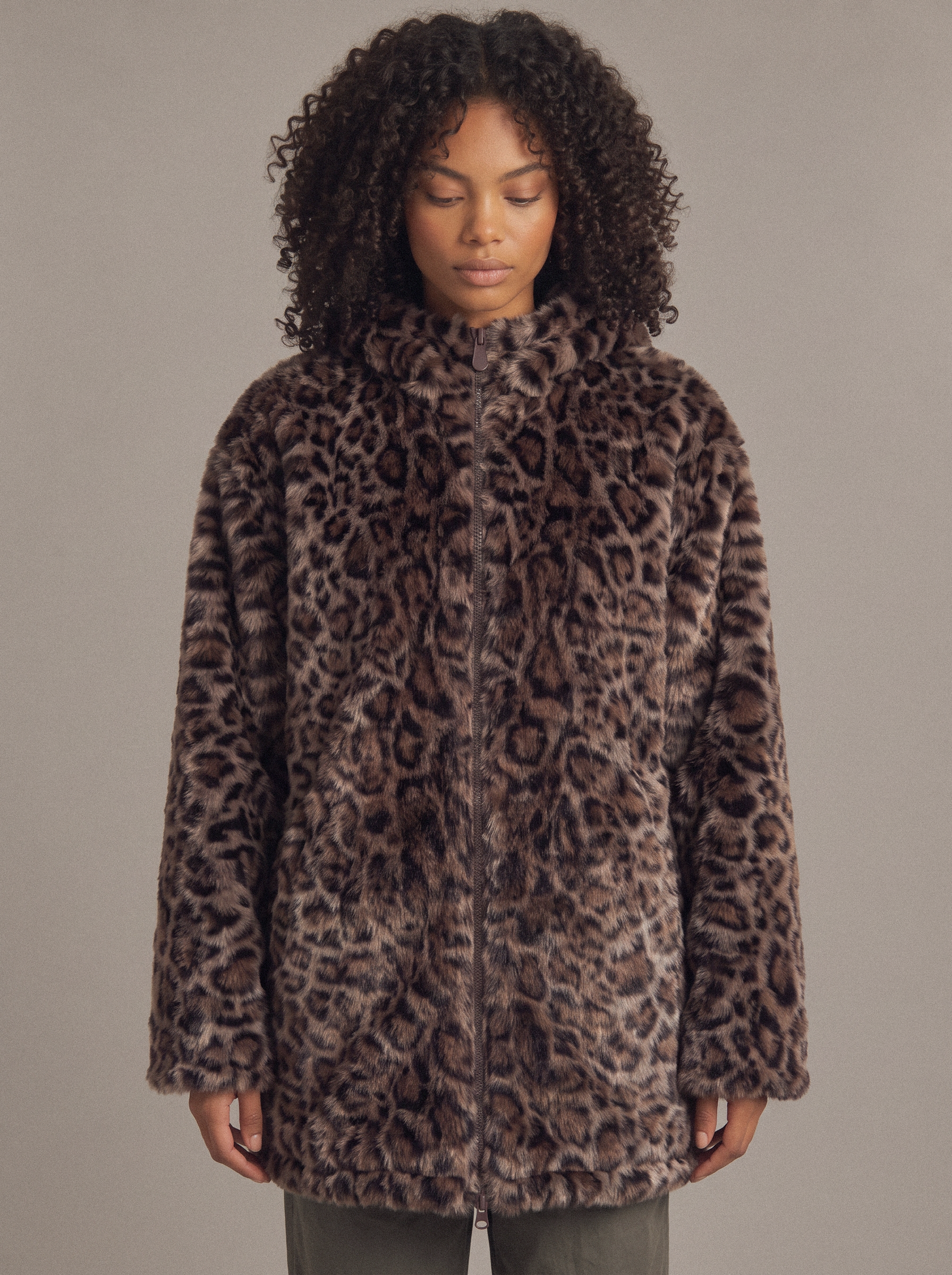 Abrigo reversible de mujer LOSAN impermeable y polar animal print - Imagen 2