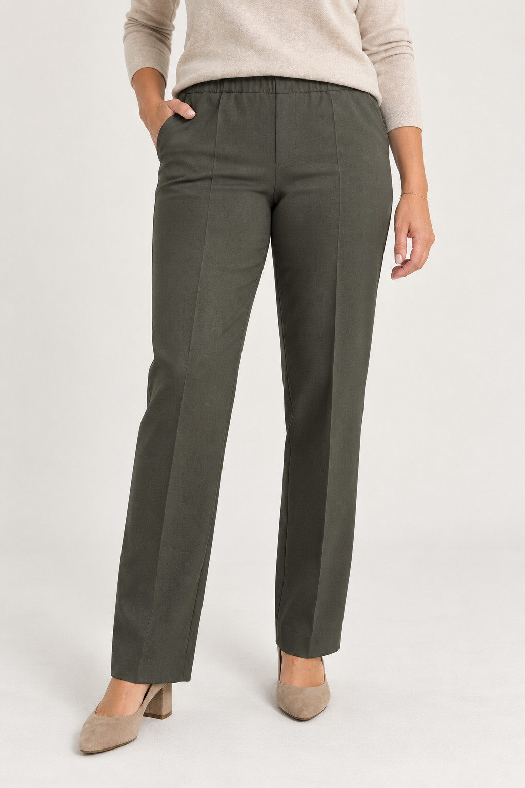 Pantalón de mujer Dalia Textil con cintura elástica y bolsillos